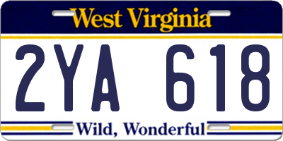 WV license plate 2YA618