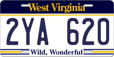 WV license plate 2YA620