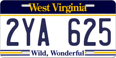 WV license plate 2YA625