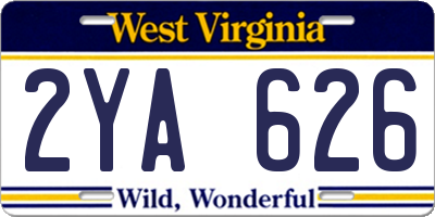 WV license plate 2YA626