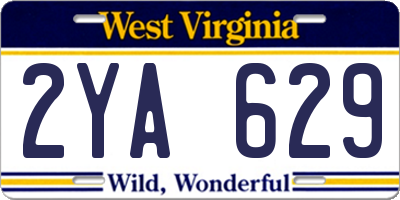 WV license plate 2YA629