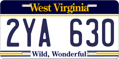 WV license plate 2YA630