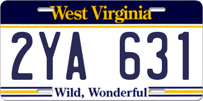 WV license plate 2YA631