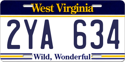 WV license plate 2YA634
