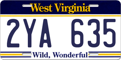 WV license plate 2YA635