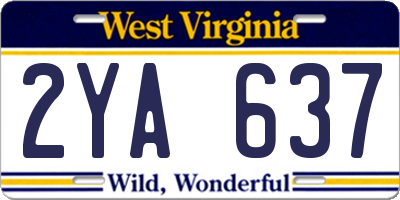 WV license plate 2YA637