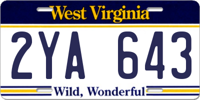 WV license plate 2YA643