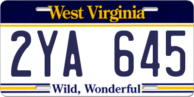WV license plate 2YA645