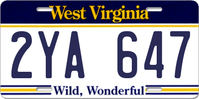 WV license plate 2YA647