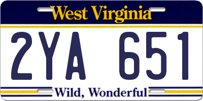 WV license plate 2YA651