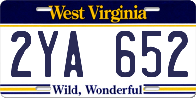 WV license plate 2YA652