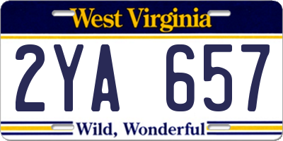 WV license plate 2YA657
