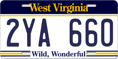WV license plate 2YA660