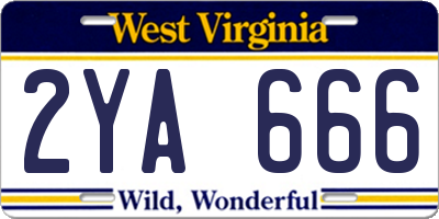 WV license plate 2YA666