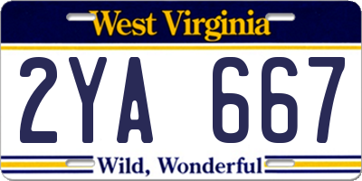 WV license plate 2YA667