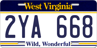 WV license plate 2YA668