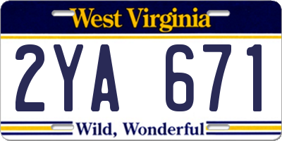 WV license plate 2YA671