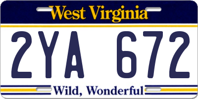 WV license plate 2YA672