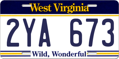 WV license plate 2YA673