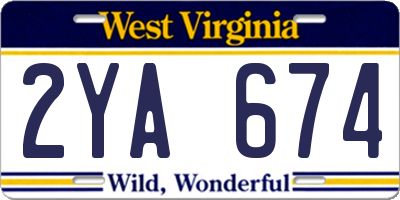 WV license plate 2YA674