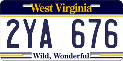 WV license plate 2YA676