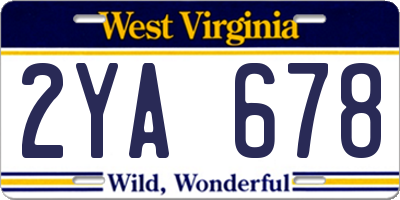 WV license plate 2YA678