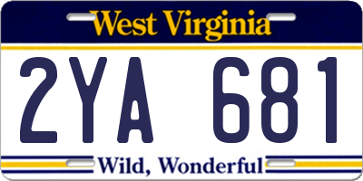 WV license plate 2YA681