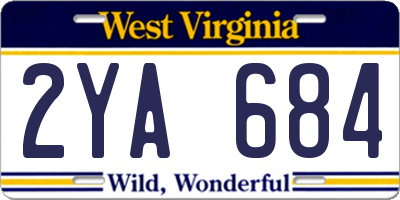 WV license plate 2YA684