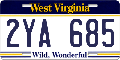 WV license plate 2YA685