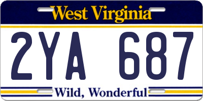 WV license plate 2YA687