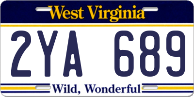 WV license plate 2YA689