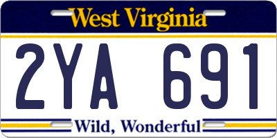 WV license plate 2YA691