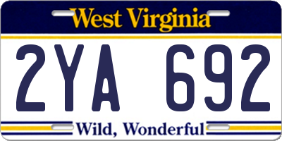 WV license plate 2YA692