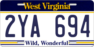 WV license plate 2YA694