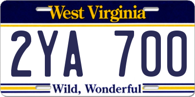WV license plate 2YA700