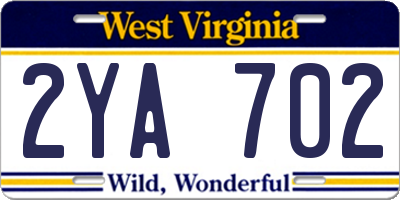 WV license plate 2YA702