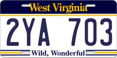 WV license plate 2YA703