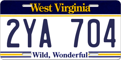 WV license plate 2YA704