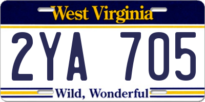 WV license plate 2YA705
