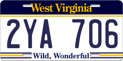 WV license plate 2YA706