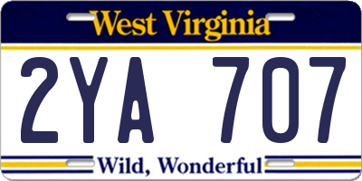WV license plate 2YA707