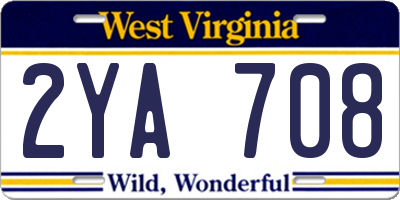 WV license plate 2YA708