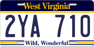 WV license plate 2YA710