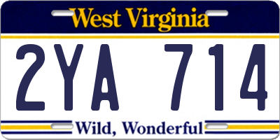 WV license plate 2YA714