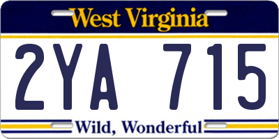 WV license plate 2YA715
