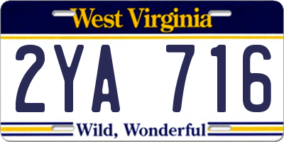 WV license plate 2YA716