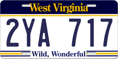 WV license plate 2YA717