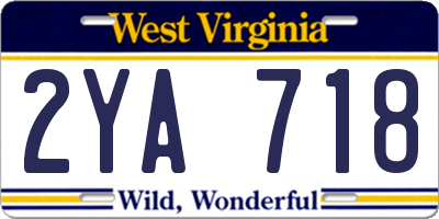 WV license plate 2YA718