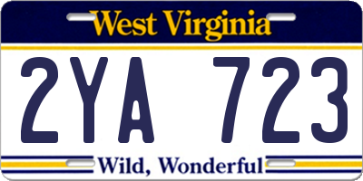 WV license plate 2YA723