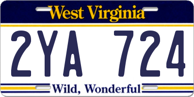 WV license plate 2YA724